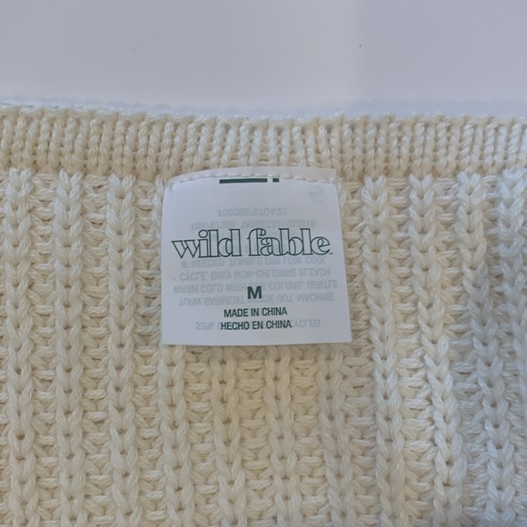 Wild Fable Cream Sweater Knit Fringe Cropped Bustier Tank Top Women’s Medium - Picture 5 of 6